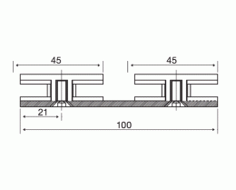 Conector sujetavidrio 180° vidrio/vidrio, AISI 304, PULIDO