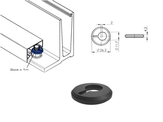 Foto Disco para fijar la tapa al perfil L ETP.002.03, PVC NEGRO