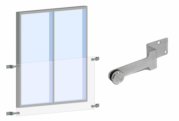 Foto Escuadra con adaptador para vidrio fi40 mm, AISI 304, SATINADO