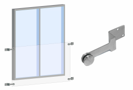 Escuadra con adaptador para vidrio fi50 mm, AISI 304, SATINADO