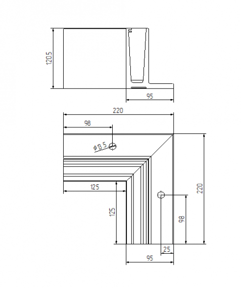 Foto Escuadra de aluminio, interior ETP.002.03.AL.A, RAL 9005 MATE