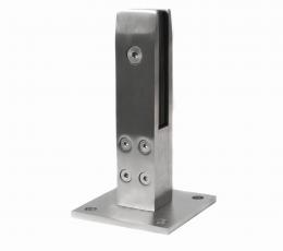 POSTE ESCALERA 34×40 mm, H=186 para vidrio 8–15 AISI 304, satinado