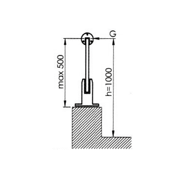 Foto Espiga 45x50 mm H=160 mm, vidrio 12-13,52 mm, AISI 316, SATINADO