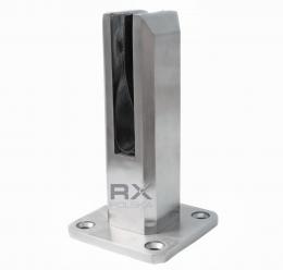 Espiga 50x50 mm H=182 mm, vidrio 12-17,52 AISI 304, SATINADO