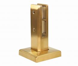 Espiga 50x50 mm H=182 mm, vidrio 12-17,52 AISI 304, SATINADO DORADO