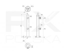 Poste con adaptadores 42,4 mm, adaptador fi 30, AISI 304, SATINADO