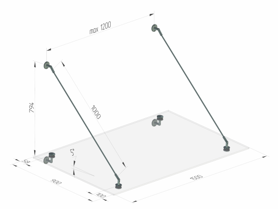 Foto Fijación de marquesina CN SIMPLE Ø 50 mm, AISI 304, SATINADO