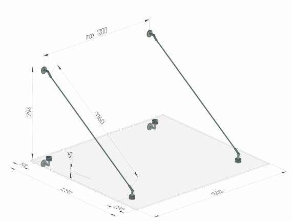 Foto Fijación de marquesina CN SIMPLE Ø 50 mm, AISI 316, SATINADO