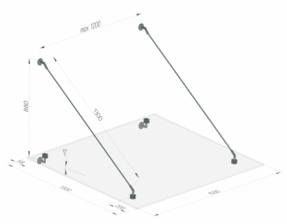 Foto Fijación de marquesina CN SIMPLE Ø 50 mm, AISI 316, SATINADO