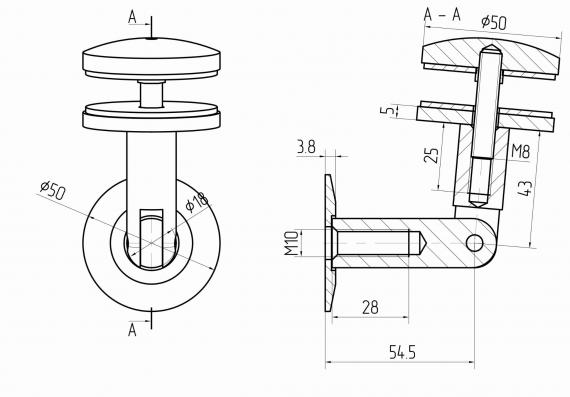 Foto Fijación de marquesina CN SIMPLE - A Ø 50 mm, AISI 304, SATINADO