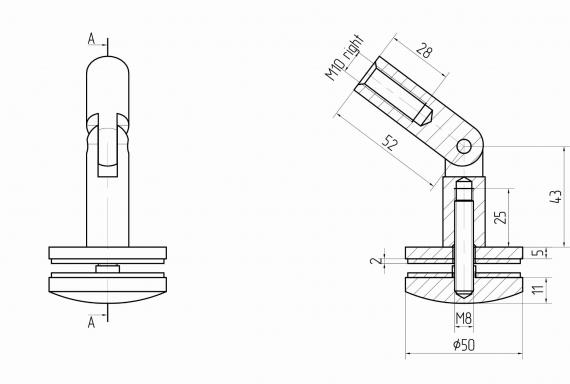 Foto Fijación de marquesina CN SIMPLE - A Ø 50 mm, AISI 316, SATINADO