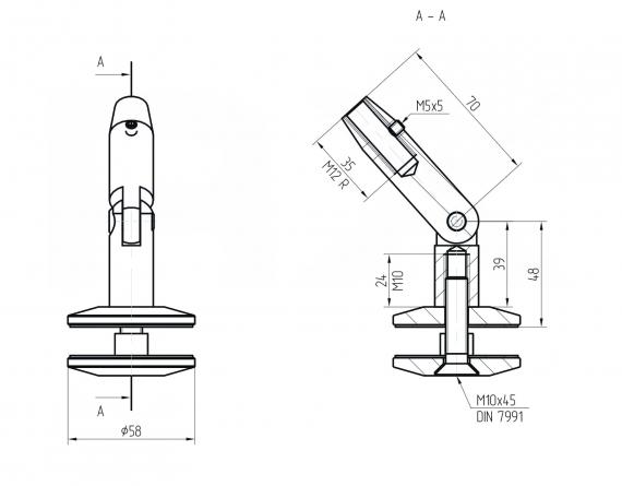 Foto Fijación de marquesina CNAP SIMPLE Ø 60 mm, AISI 304, SATINADO