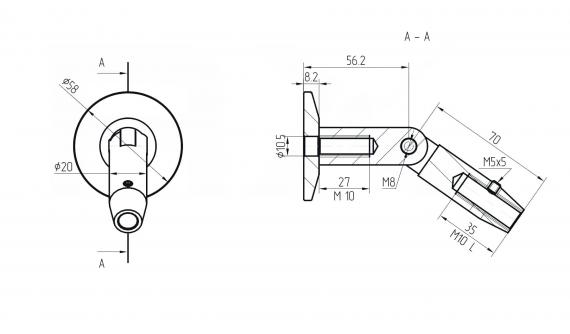 Foto Fijación de marquesina CNAP SIMPLE Ø 60 mm M10, AISI 304, SATINADO