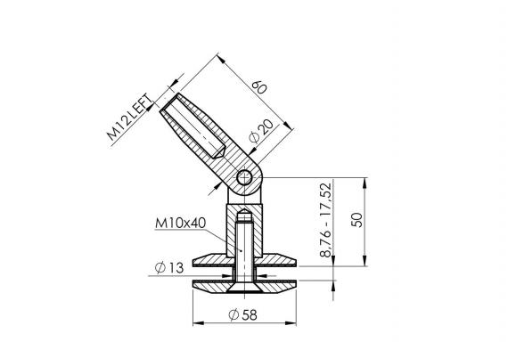 Foto Fijación de marquesina CNBP SIMPLE Ø 60 mm, AISI 316, SATINADO
