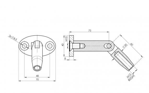 Foto Fijación de marquesina CNBP SIMPLE Ø 60 mm, AISI 316, SATINADO