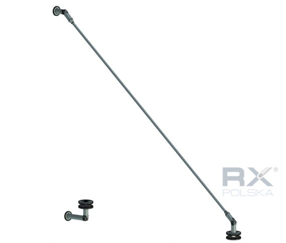 Foto Fijación de marquesina CNP Ø 60 mm + VIDRIO 66.4 VSG/ESG 1200x900 mm, AISI 304, SATINADO