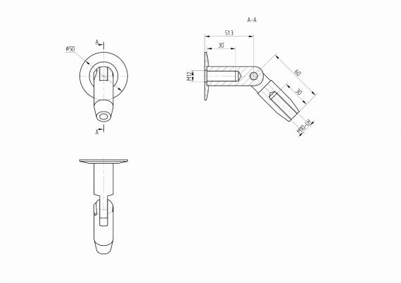 Foto Fijación de marquesina CNP DOBLE - A Ø 60 mm, AISI 304, SATINADO