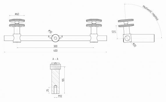 Foto Fijación de marquesina CNP DOBLE - C Ø 60 mm, AISI 304, SATINADO