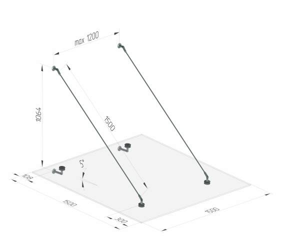 Foto Fijación de marquesina CNP SIMPLE Ø 60 mm, AISI 304, SATINADO