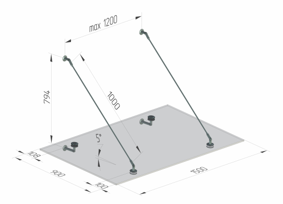 Foto Fijación de marquesina CNP SIMPLE Ø 60 mm, AISI 316, SATINADO