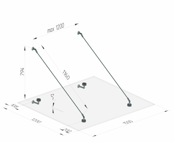 Foto Fijación de marquesina CNP SIMPLE Ø 60 mm, AISI 316, SATINADO