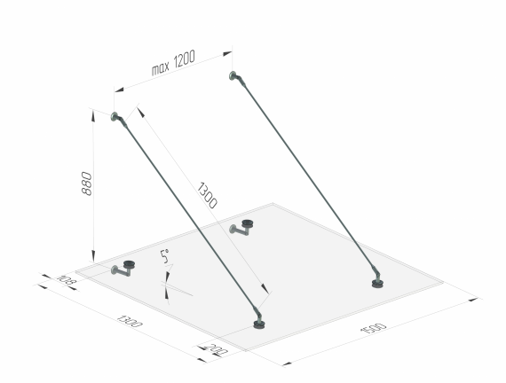 Foto Fijación de marquesina CNP SIMPLE Ø 60 mm, AISI 316, SATINADO