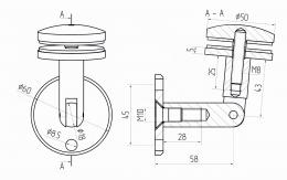 Fijación de marquesina vidrio / pared, AISI 304, SATINADO