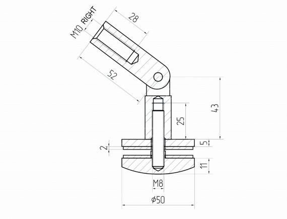 Foto Fijación de tensor con parabrisas, AISI 316, SATINADO