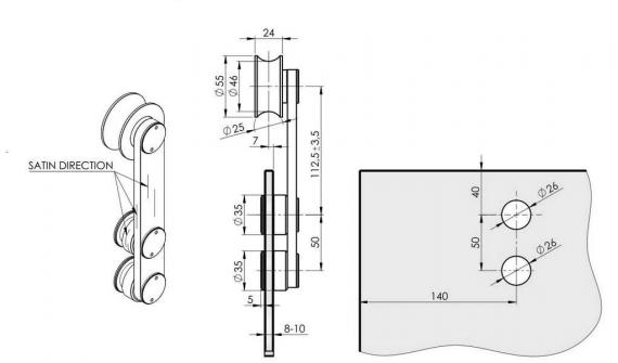 Foto Fijación para puerta corredera de vidrio - JUEGO