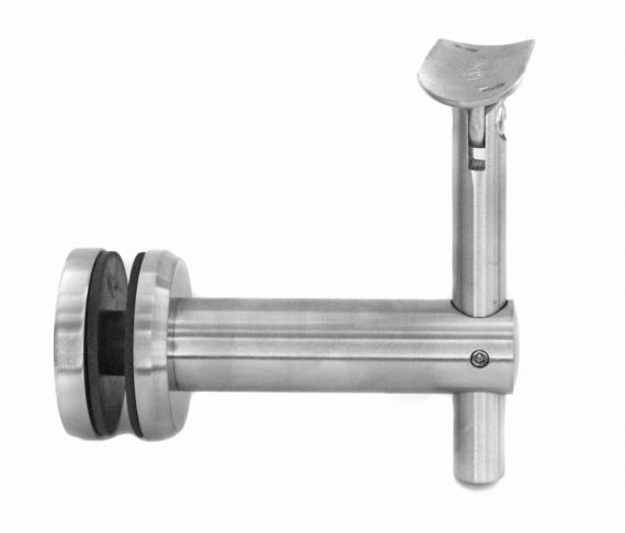 Foto Fijación pasamanos (tubo Ø 48,3mm) – vidrio (rótula Ø 50mm), AISI 304, SATINADO
