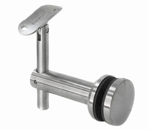 Foto Fijación pasamanos (tubo Ø 48,3mm) – vidrio (rótula Ø 50mm), AISI 304, SATINADO