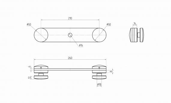 Foto Fijación puntual de vidrio 50 mm, AISI 304, SATINADO.