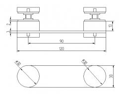 Fijación puntual para vidrio - Ø30 mm, AISI 304, SATINADO