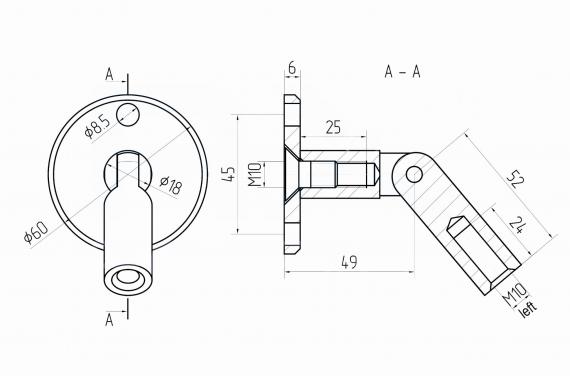 Foto Herraje flexible de marquesina pared / tensor, AISI 316, SATINADO