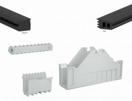 Juego de gomas y juntas para vidrio 12,00 mm (juego 2,5 m) con REGULACIÓN vertical