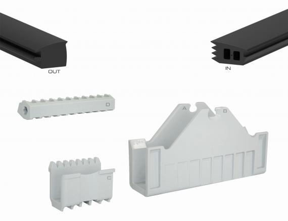 Foto Juego de gomas y juntas para vidrio 17,52 mm (juego 2,5 m) con REGULACIÓN vertical