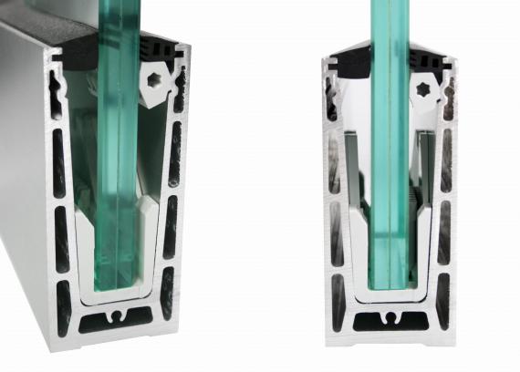 Foto Juego de gomas y juntas para vidrio 17,52 mm (juego 2,5 m) con REGULACIÓN vertical