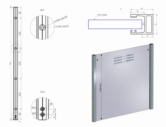 Foto Juego de perfiles 1000 mm para montaje en jambas de ventana, ALUMINIO ANODIZADO