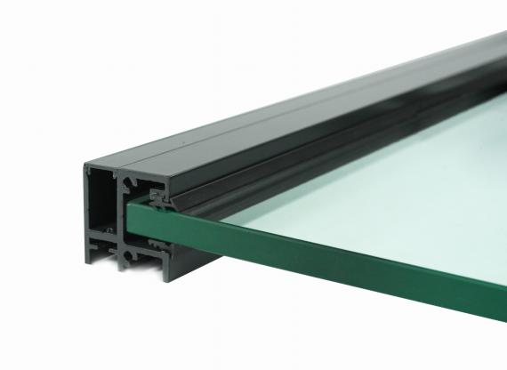 Foto Juego de perfiles RX 1000mm montados al marco de la ventana, ALUMINIO, RAL 7016