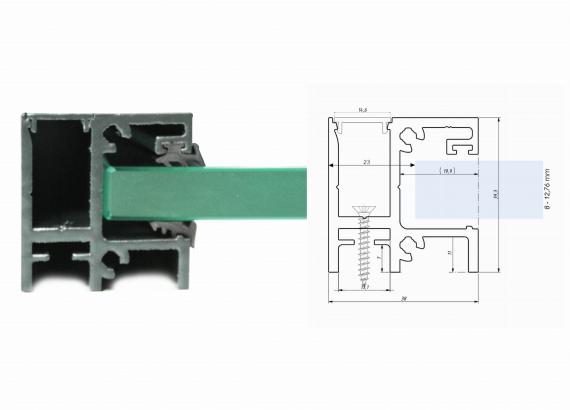 Foto Juego de perfiles RX 1000mm montados al marco de la ventana, ALUMINIO, RAL 7016