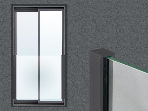 Foto Juego de perfiles RX 1000mm montados al marco de la ventana, ALUMINIO, RAL 7016