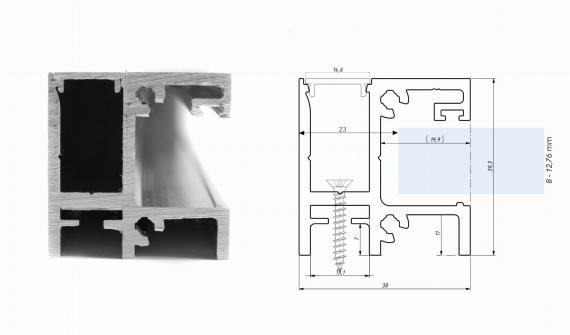 Foto Juego de perfiles RX 1100mm montados al marco de la ventana, ALUMINIO