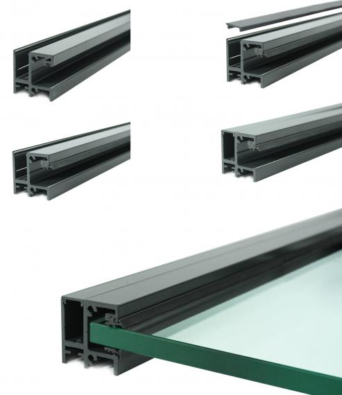 Foto Juego de perfiles RX 1100mm montados al marco de la ventana, ALUMINIO, RAL 7016