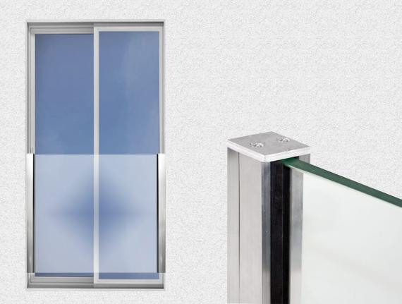 Foto Juego de perfiles RX 480mm montados al marco de la ventana, ALUMINIO