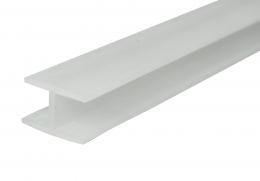 Junta entre vidrios en  H  para doble marquesina, SILICONA