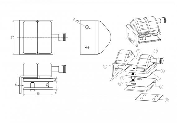 Foto Pestillo magnético 90° vidrio–pared 12–12,76 mm, AISI 316, acabado satinado