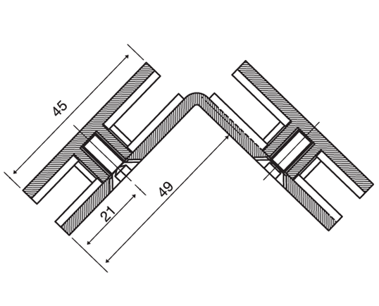 Foto Manilla tipo cubo 90° pared/vidrio, AISI 304, PULIDO