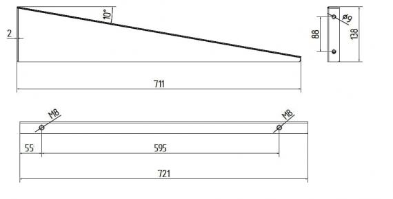 Foto Marquesinas de vidrio brazo pequeño GRIS (izquierdo), AISI 304, PINTURA EN POLVO