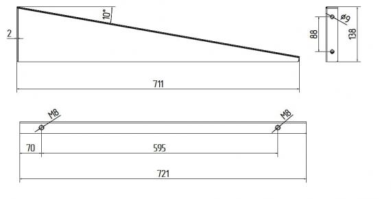 Foto Marquesinas de vidrio brazo pequeño NEGRO (izquierdo), AISI 304, PINTURA EN POLVO