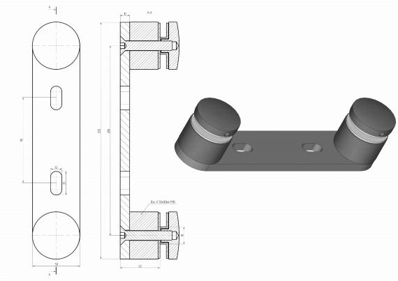 Foto Montaje doble para vidrio fi 50/30 mm, AISI 304, SATINADO